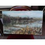 Средна картина масло на платно Испания, стара - 3795